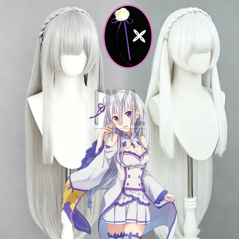 Men Accessories In Silver - Perruque de Cosplay Anime Re:Zero Emilia,