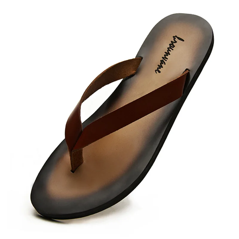 Men'S Accessories Leather - Classique en cuir véritable hommes pantoufles