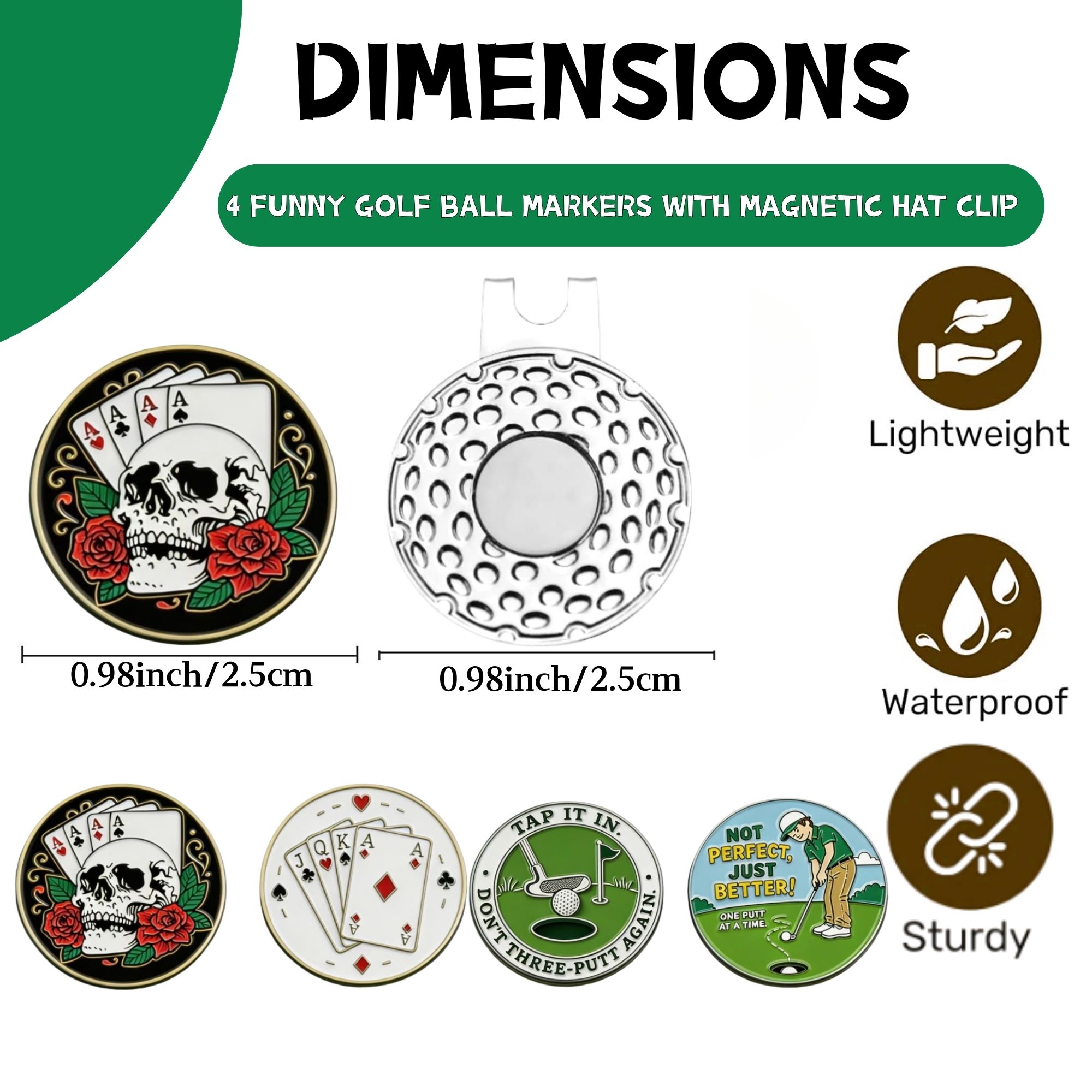 Ensemble de 4 marqueurs de bal - Men'S Accessories Golf avis et prix