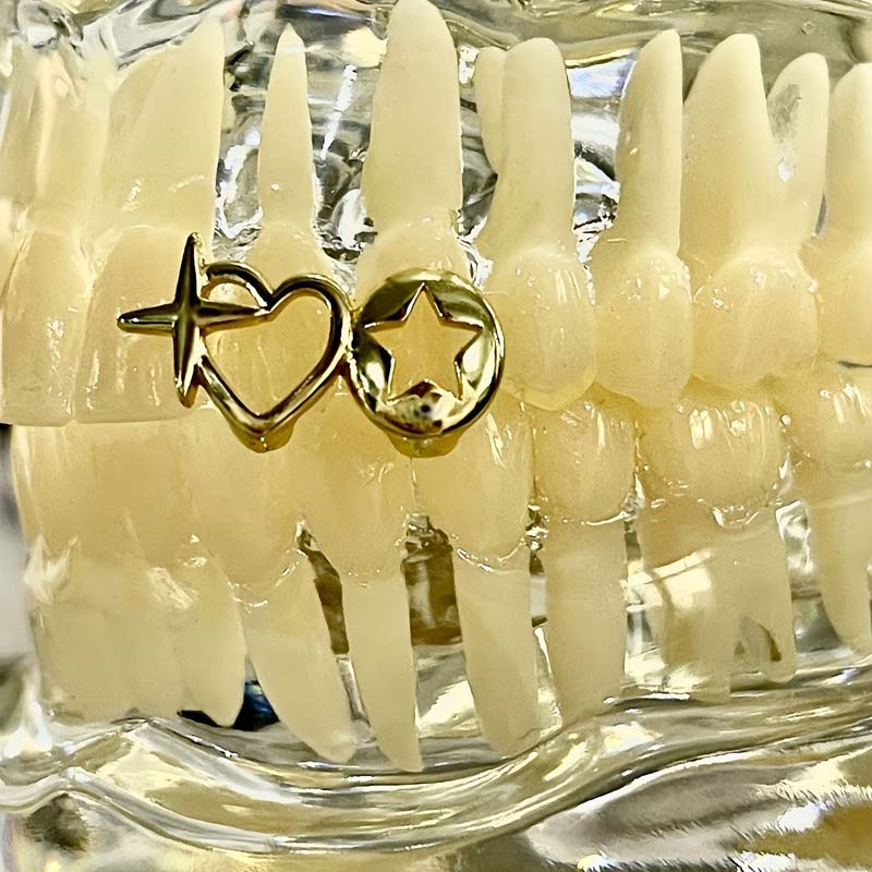 Punk Hip Hop creux coeur dents - Men Accessories In Silver avis et prix