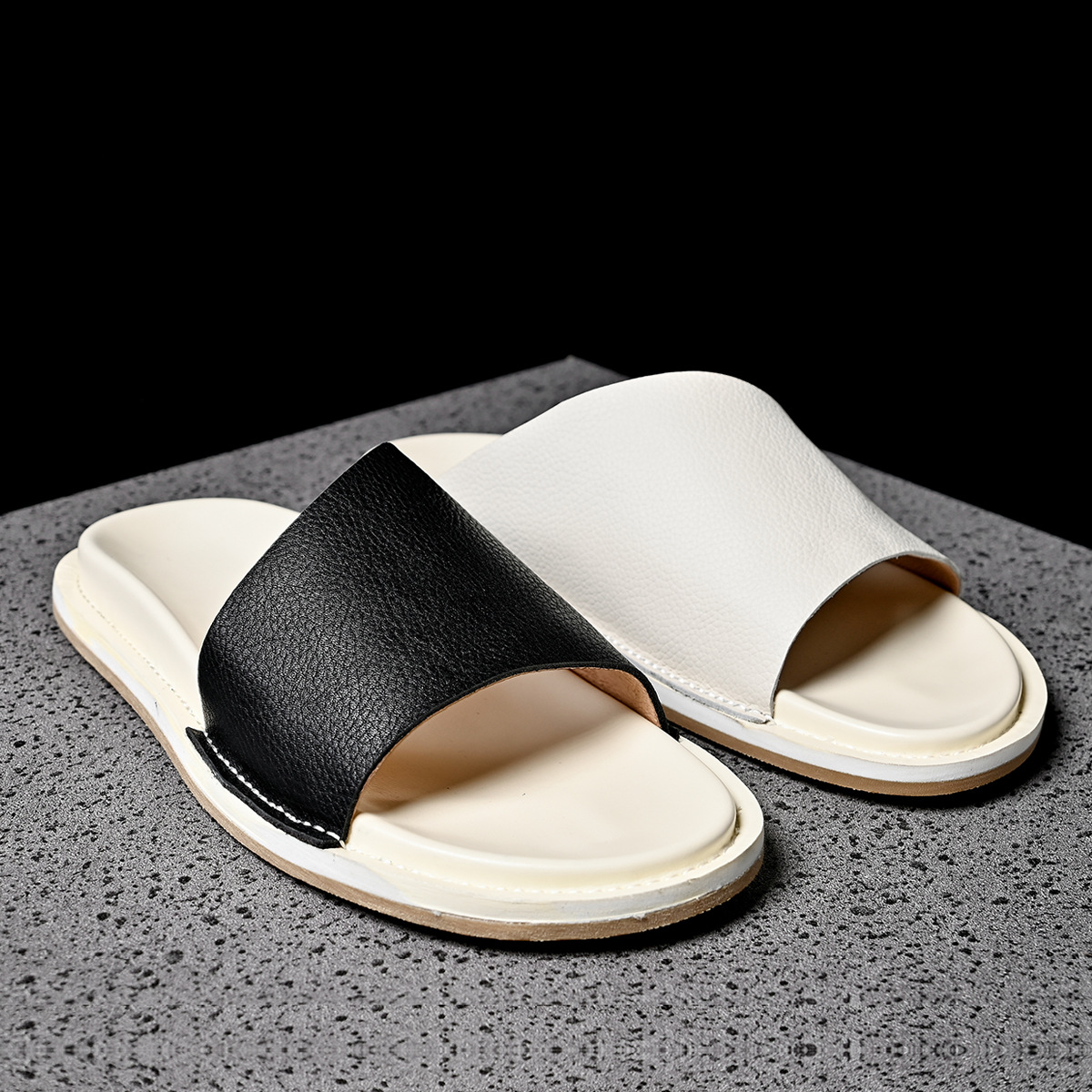 Pantoufles en cuir véritable p - Men'S Accessories Leather avis et prix